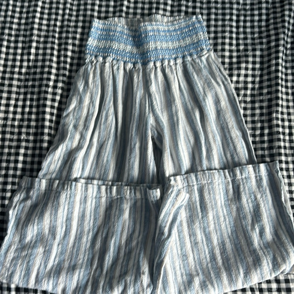 Striped, blue, flowy pants